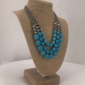 EL brand Silver and Blue Turquoise beaded necklace multi strand